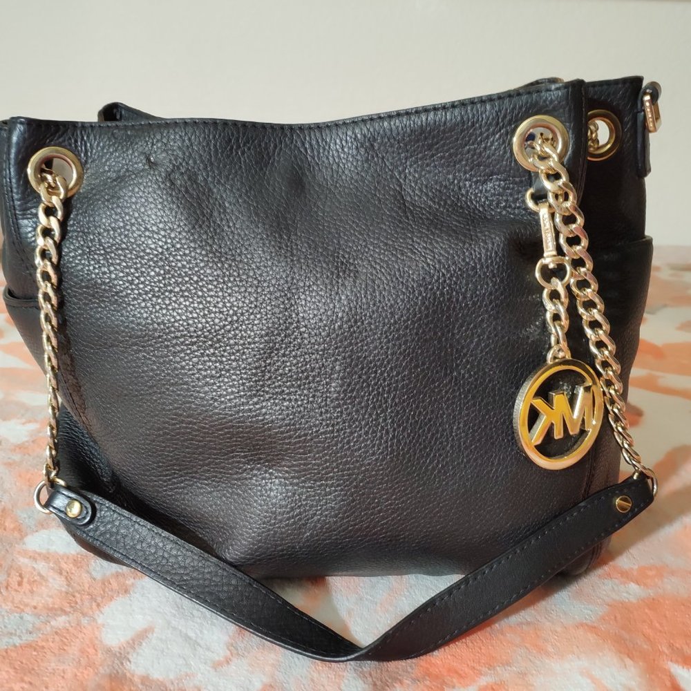 Michael kors black leather shoulder bag, hobo bag, satchel bag, purse